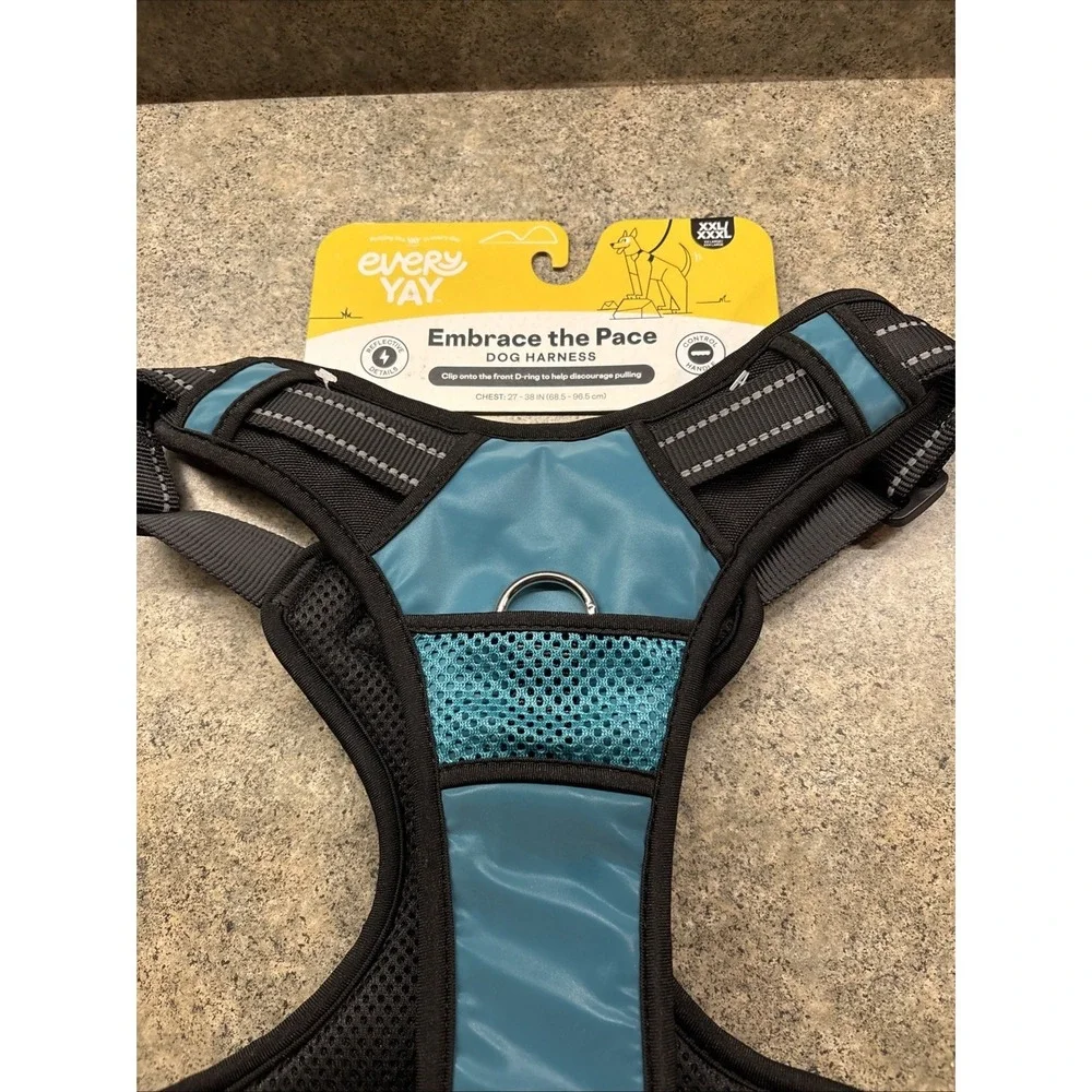 EveryYay Embrace the Pace Teal Reflective Dog Harness, 2XL/3XL Brand New